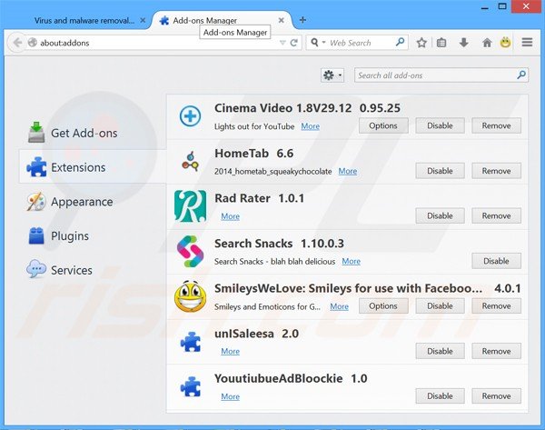 Verwijder de Selection Tools advertenties uit Mozilla Firefox stap 2