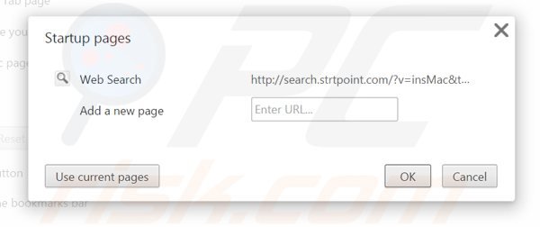 Verwijder search.strtpoint.com als startpagina in Google Chrome