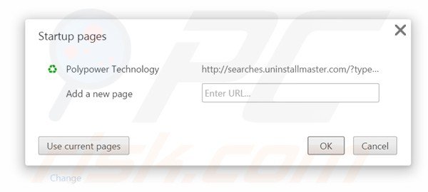 Verwijder Uninstall Master als startpagina in Google Chrome