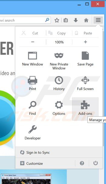 Verwijder de Winner Media Player advertenties uit Mozilla Firefox stap 1