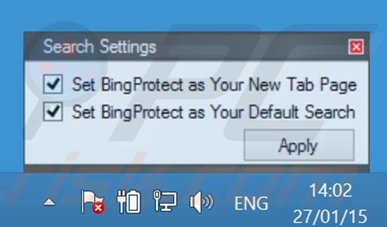 BingProtect wijzigt de browser instellingen
