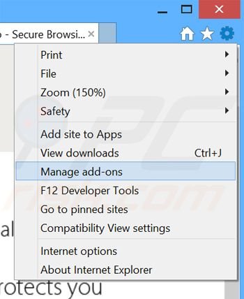 Verwijder de GuardedWeb advertenties uit Internet Explorer stap 1