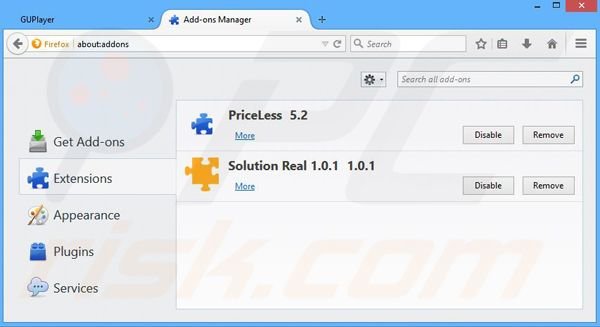 Verwijder de GUPlayer advertenties uit Mozilla Firefox stap 2