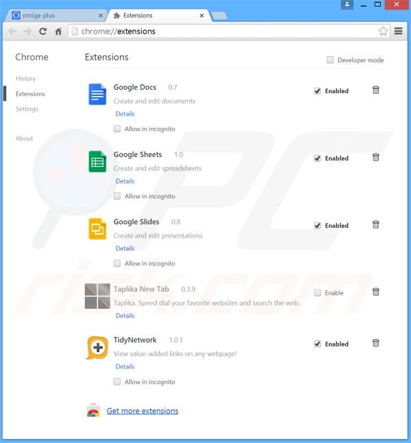 Verwijder de Object browser advertenties uit Google Chrome stap 2