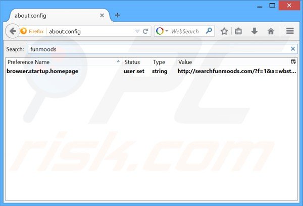 Verwijder searchfunmoods.com als standaard zoekmachine in Mozilla Firefox