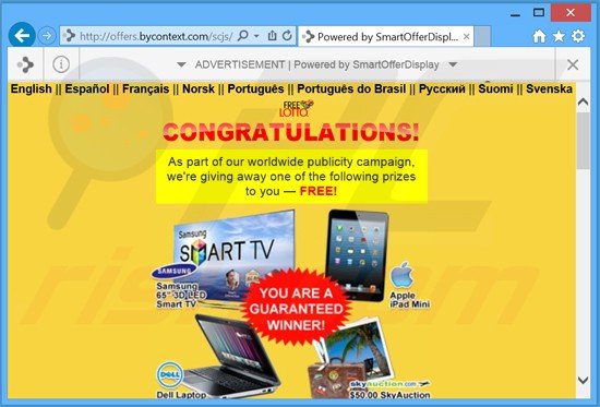 smartofferdisplay adware genereert pop-up advertenties