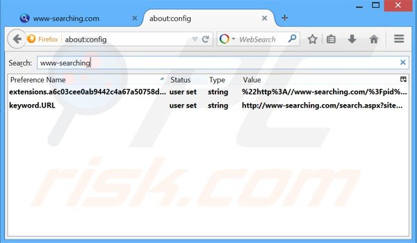 Verwijder www-searching.com als standaard zoekmachine in Mozilla Firefox 