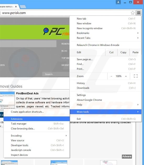 Verwijder de BetterDeals advertenties uit Google Chrome stap 1