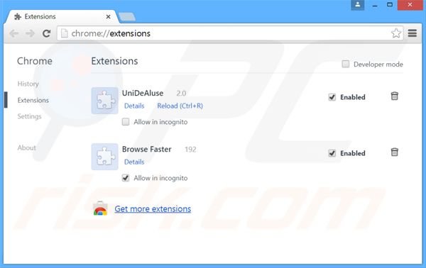 Verwijder de Com Notification advertenties uit Google Chrome stap 2