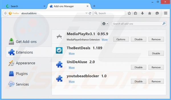 Verwijder de Com Notification advertenties uit Mozilla Firefox stap 2