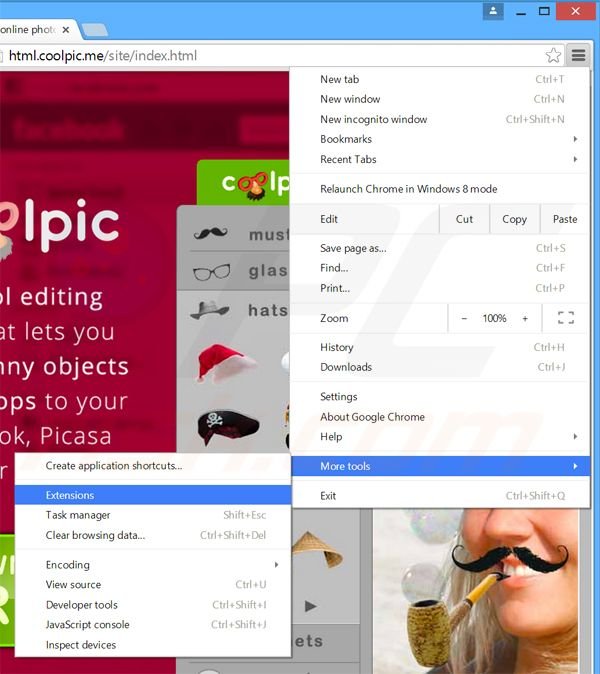 Verwijder de Coolpic  advertenties uit Google Chrome stap 1