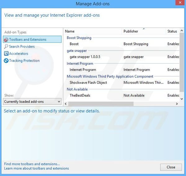 Verwijder de FlashBeat advertenties uit Internet Explorer stap 2