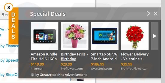 GreatArcadeHits genereert advertenties