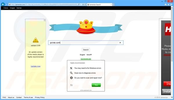 jamenize.com browser hijacker