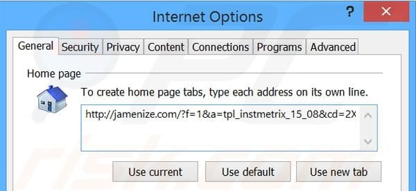 Verwijder jamenize.com als startpagina in Internet Explorer