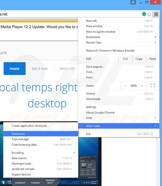 Verwijder de Local Temperature  advertenties uit Google Chrome stap 1