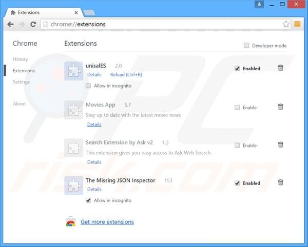 Verwijder websearch.look-for-it.info gerelateerde Google Chrome extensies