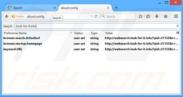 Verwijder websearch.look-for-it.info als standaard zoekmachine in Mozilla Firefox