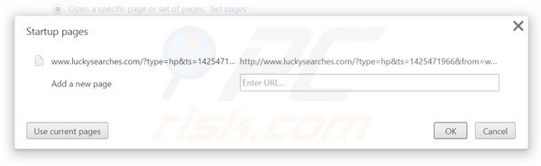 Verwijder luckysearches.com als startpagina in Google Chrome