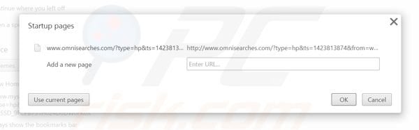 Verwijder omniboxes.com als startpagina in Google Chrome