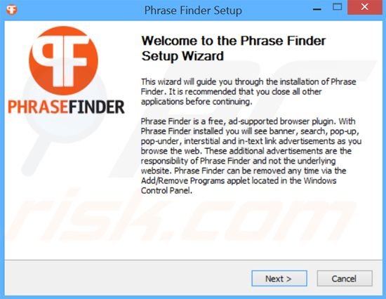 Phrase Finder adware distributeur