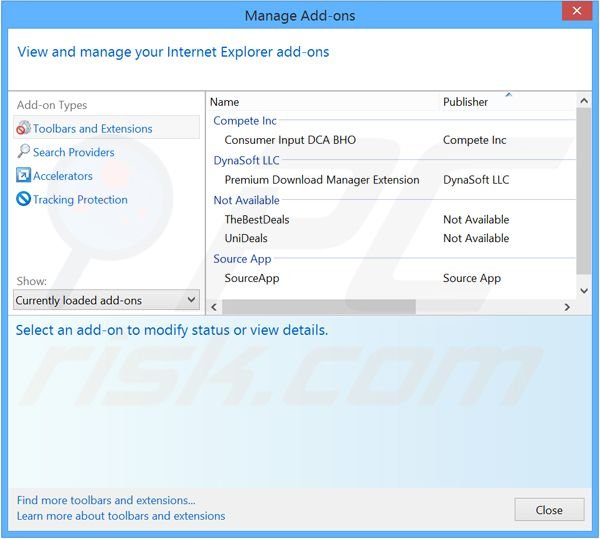 Verwijder de Premium Download Manager advertenties uit Internet Explorer stap 2