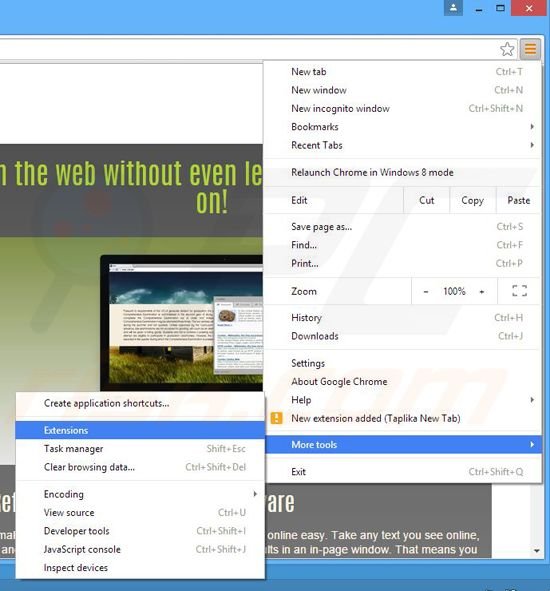 Verwijder de Quick Ref advertenties uit Google Chrome stap 1