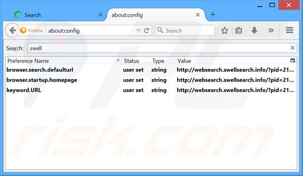 Verwijder websearch.swellsearch.info als standaard zoekmachine in Mozilla Firefox