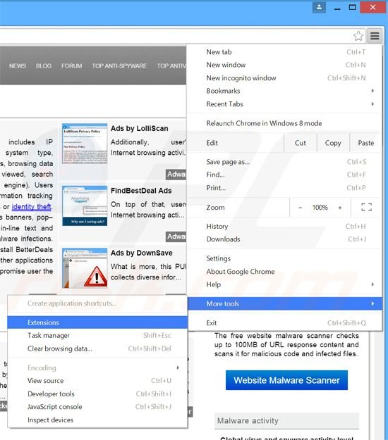 Verwijder de System Notifier advertenties uit Google Chrome stap 1