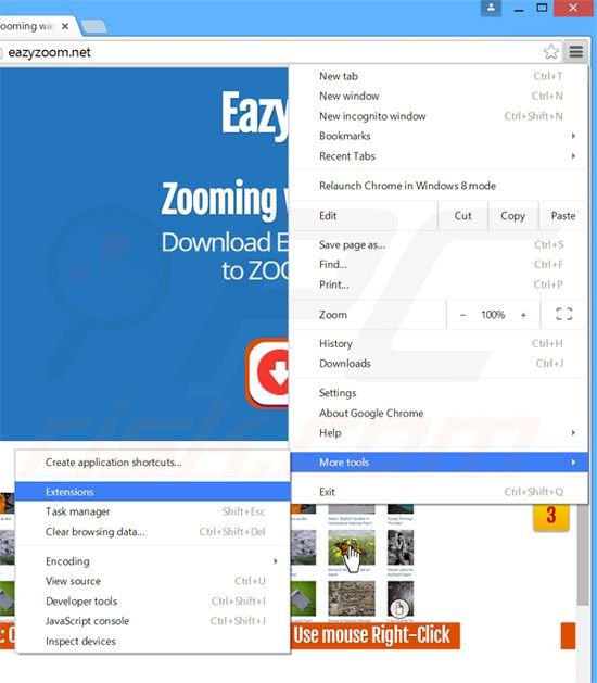Verwijder de Eazy Zoom  advertenties uit Google Chrome stap 1