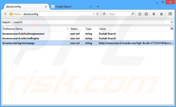 Verwijder search.foxtab.com als standaard zoekmachine in Mozilla Firefox