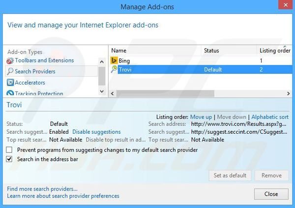 Verwijder search.foxtab.com als standaard zoekmachine in Internet Explorer