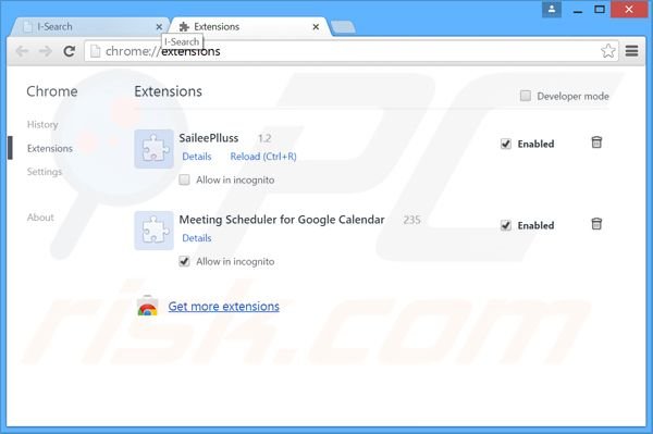 Verwijder de i-search.us.com gerelateerde Google Chrome extensies