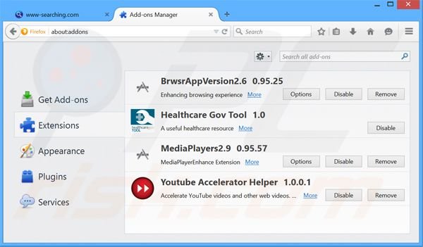 Verwijder aan i-search.us.com gerelateerde Mozilla Firefox extensies