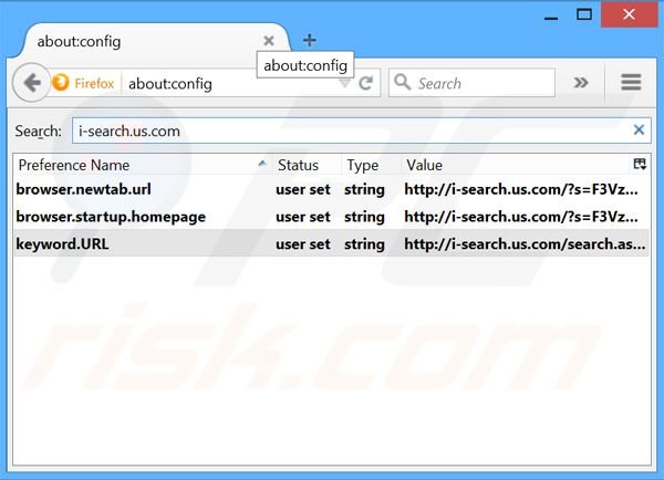 Verwijder i-search.us.com als standaard zoekmachine in Mozilla Firefox