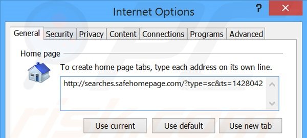 Verwijder searches.safehomepage.com als startpagina in Internet Explorer