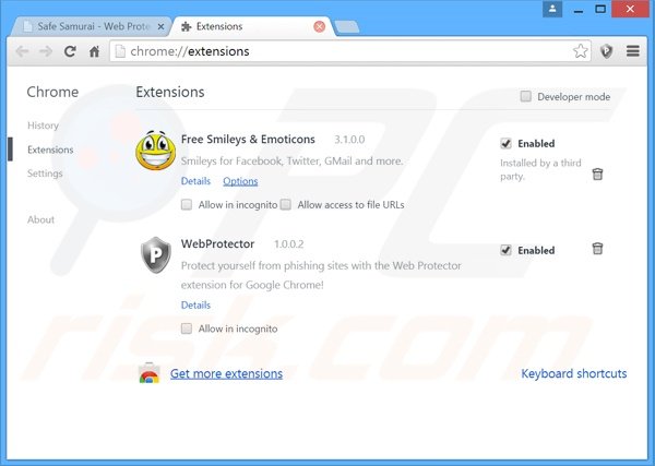 Verwijder de Web Protector advertenties uit Google Chrome stap 2