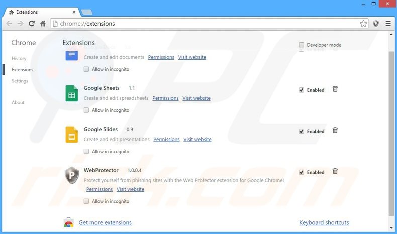 Verwijder de Ad Blaster advertenties uit Google Chrome stap 2