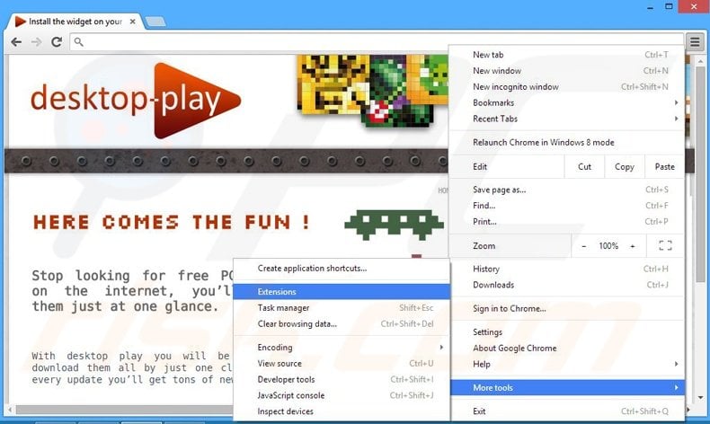 Verwijder Desktop-play advertenties uit Google Chrome stap 1