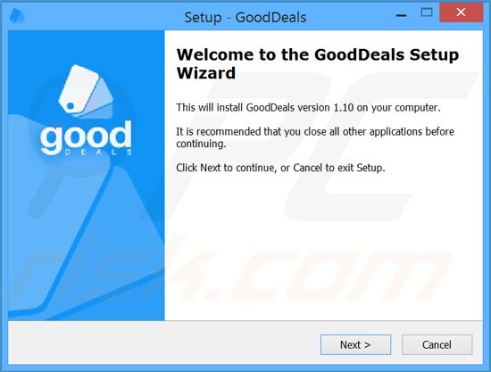 Installatie config gebruikt voor de verspreiding van de GoodDeals adware