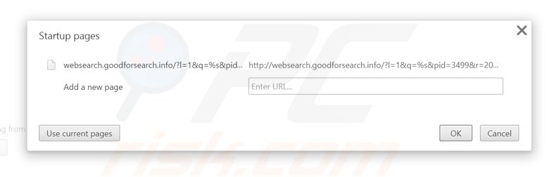 Verwijder websearch.goodforsearch.info als startpagina in Google Chrome