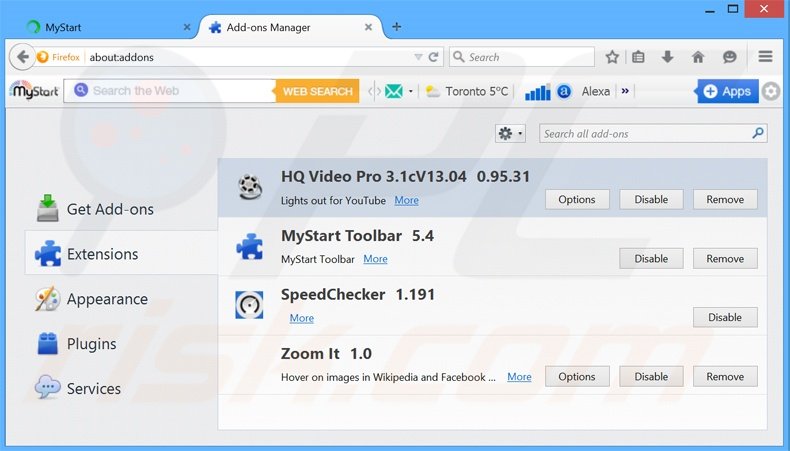 Verwijder de HQ Video Pro advertenties uit Mozilla Firefox stap 2