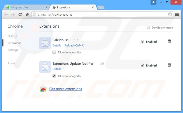 Verwijder aan homepage-web.com gerelateerde Google Chrome extensies