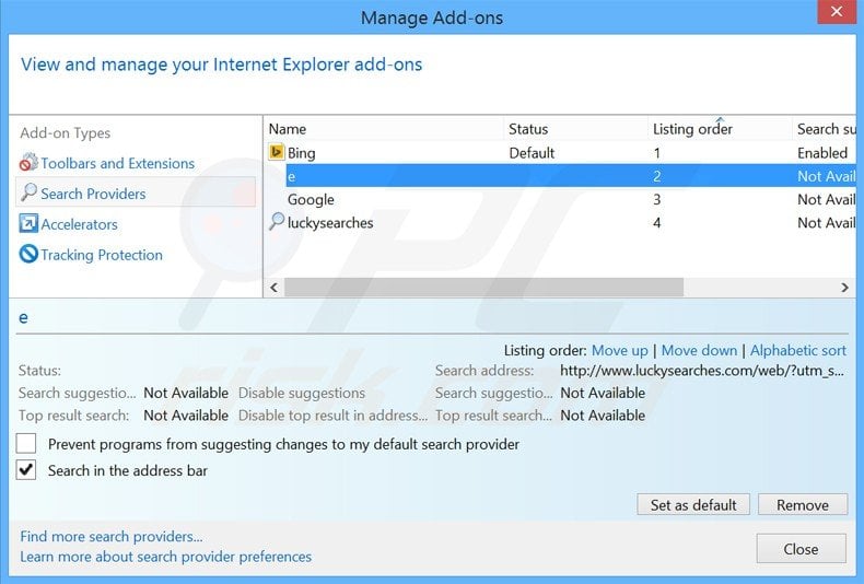 Verwijder jogostempo.com als standaard zoekmachine in Internet Explorer