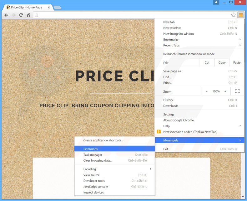 Verwijder de Price Clip  advertenties uit Google Chrome stap 1