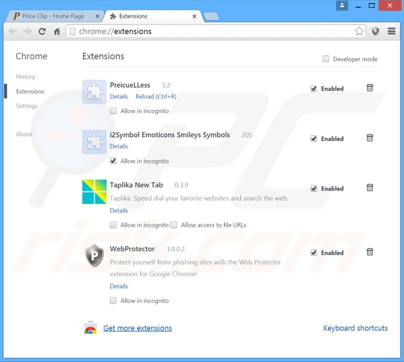 Verwijder de Record Page advertenties uit Google Chrome stap 2