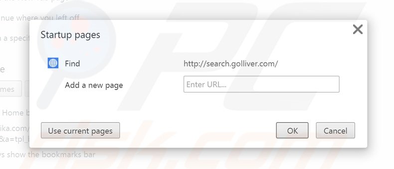 Verwijder search.golliver.com als startpagina in Google Chrome