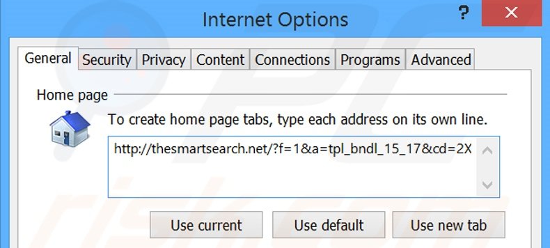 Verwijder thesmartsearch.net als Internet Explorer startpagina