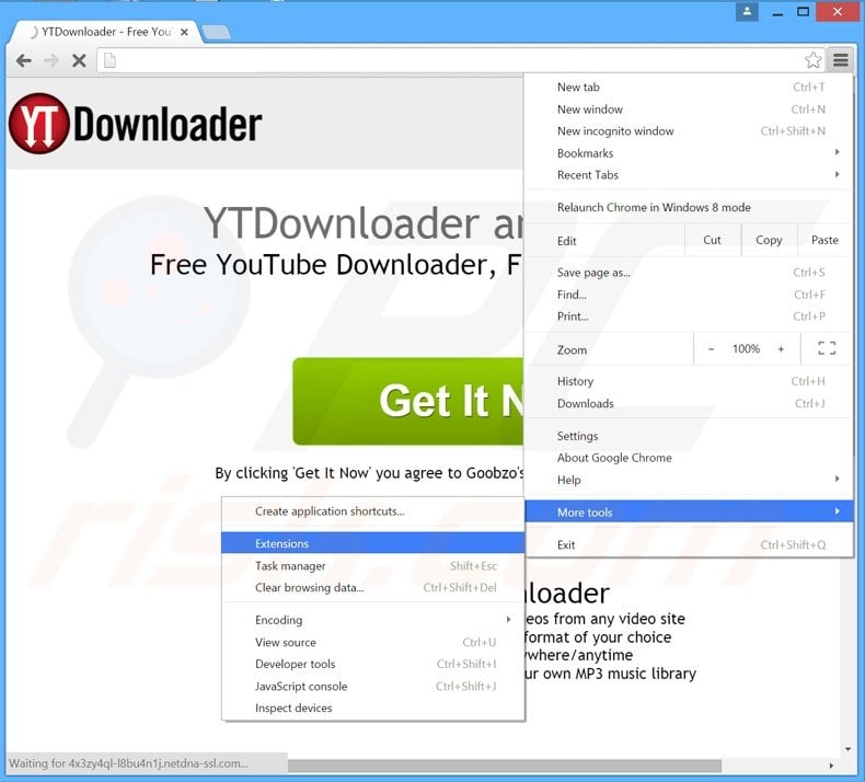 Verwijder de YTDownloader advertenties uit Google Chrome stap 1