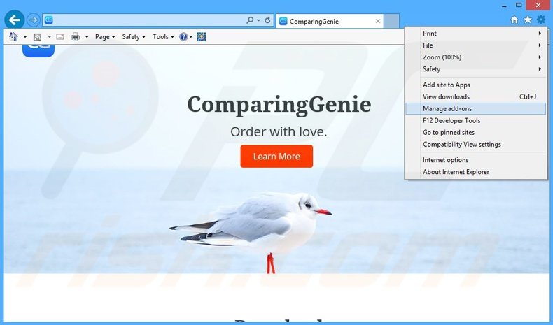 Verwijder de ComparingGenie advertenties uit Internet Explorer stap 1